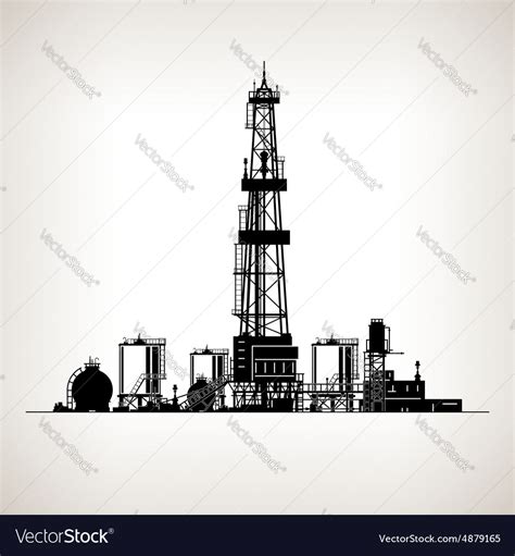 A hobby for aluminum hand drills. Silhouette Drilling Rig Royalty Free Vector Image