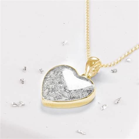 9ct Yellow Gold Ashes Resin Cremation Heart Memorial Necklace Etsy