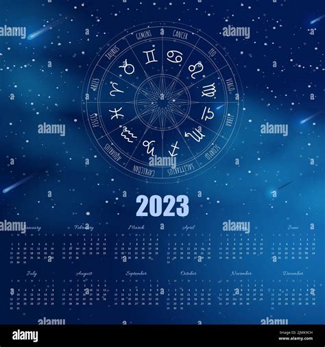 Calendario Mágico 2023 Con Signos Del Zodiaco Semana A Partir Del Domingo Plantilla Vectorial