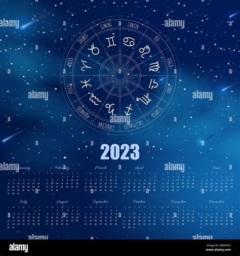 Calendario M Gico Con Signos Del Zodiaco Semana A Partir Del Domingo Plantilla Vectorial