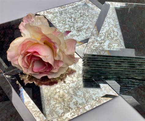 Peel And Stick 6x8 Beveled Glass Mirror Diamond Tile In Glossy Antique