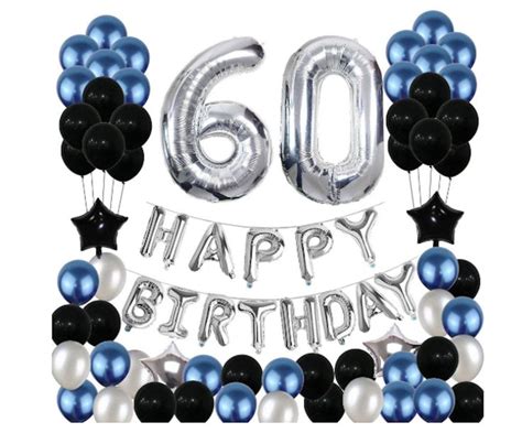 60th Birthday Decorations Silver Blue 60th Party Decorations Etsy