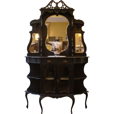 Antique Display Etagere, English Ebonized Mahogany Carved Mirror ...