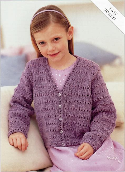 Girls Knitting Pattern Girls Cardigan Childs Cardigan Easy Etsy In