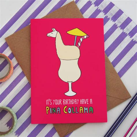 Write name on birthday card online free. Llama Birthday Card For Cocktail Lover By Ladykerry Illustrated Gifts | notonthehighstreet.com