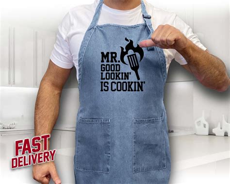 Mr Good Lookin Is Cooking Apron Apron For Father Husband Etsy