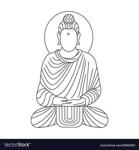 Buddha Icon Outline Style Royalty Free Vector Image