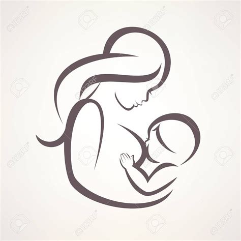 Madre Amamantando A Su Bebé Símbolo Ilustraciones Vectoriales Clip Art Vectorizado Libre De
