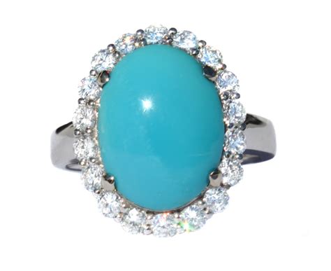 Spectacular Sleeping Beauty Turquoise Diamond K Ring