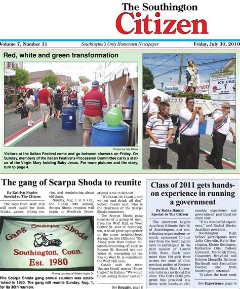 In 1998, the citizen was acquired by ctp/caxton. 7-30-2010 Southington Citizen Newspaper by Dan Champagne ...