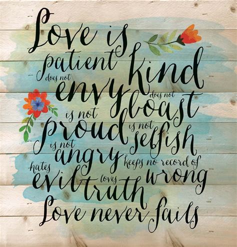 P Graham Dunn Love Is Patient Love Is Kind Love Never Fails 12 X 12 Inch Pine Wood Plank Wall