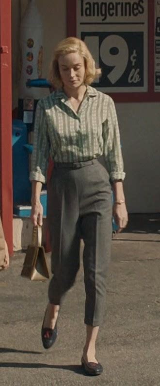Gray High Waisted Cropped Wool Trousers Worn By Brie Larson As Elizabeth Zott In Lessons In