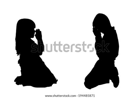 Vector Silhouette Children Who Praying Stock Vector Royalty Free