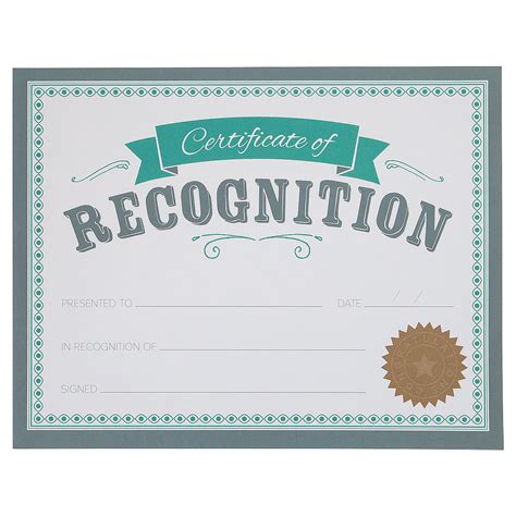 Recognition Award Certificate Stationery 25 Pieces