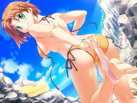 Takeya Masami Orihara Natsumi Te To Te Try On Game Cg 1girl Ass Barefoot Beach Bikini