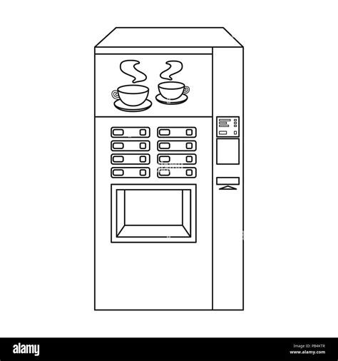 Office Coffee Vending Machine Icon In Outline Style Isolated On White