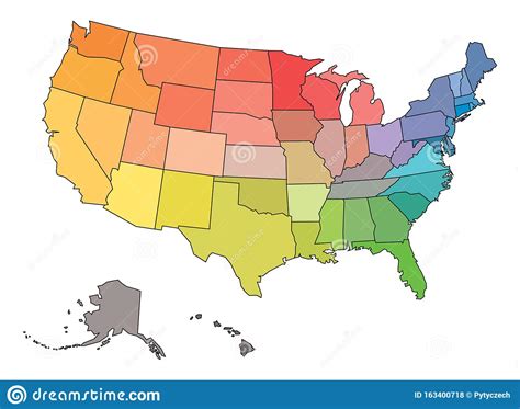 Blank Map Of Usa United States Of America In Colors Of Rainbow
