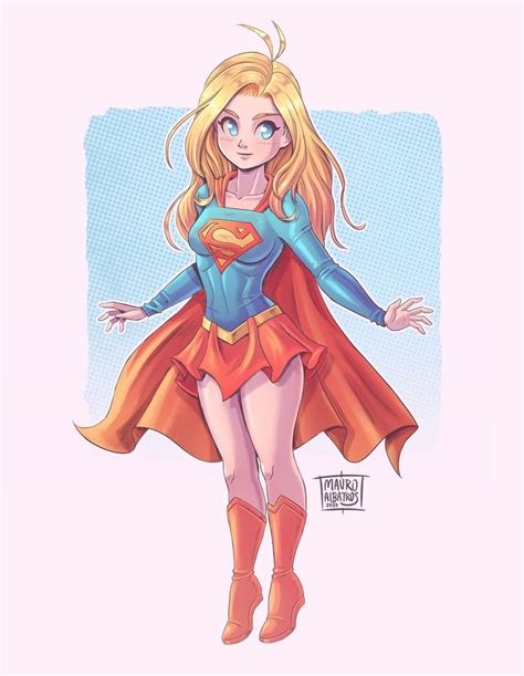 Supergirl Classic 1984 Costume Anime Style Drawing Supergirl Series