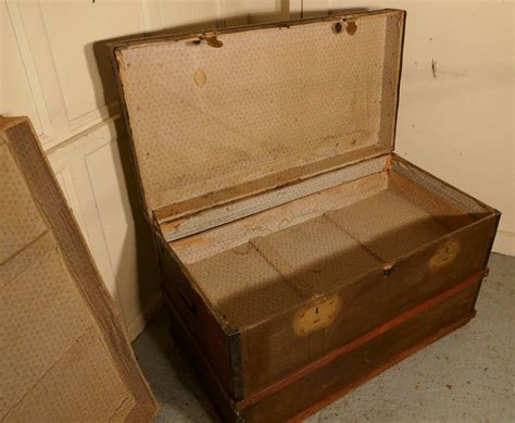 Vintage Brass And Bound Canvas Travel Steamer Trunk For Sale At 1stdibs