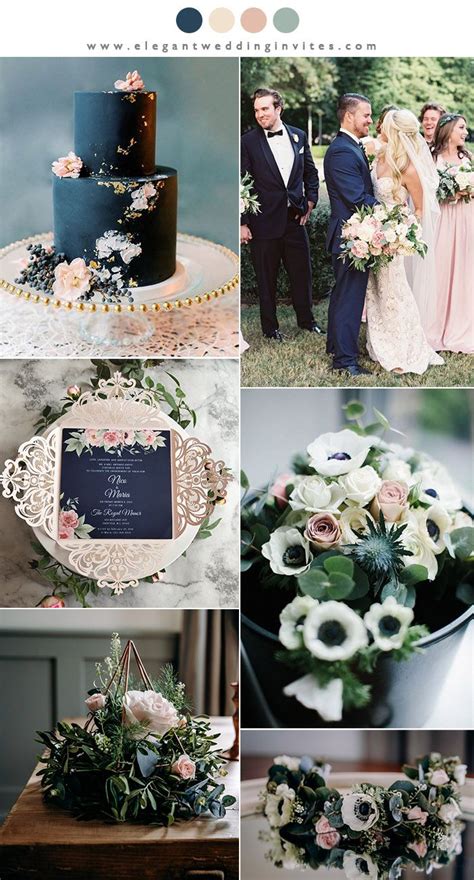 Classic Navy And Blush Wedding Color Inspiration June Wedding Colors