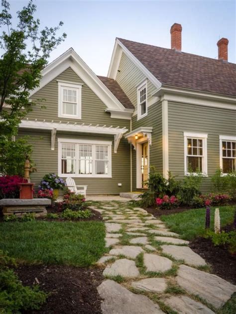 25 Inspiring Exterior House Paint Color Ideas Olive Green House Paint
