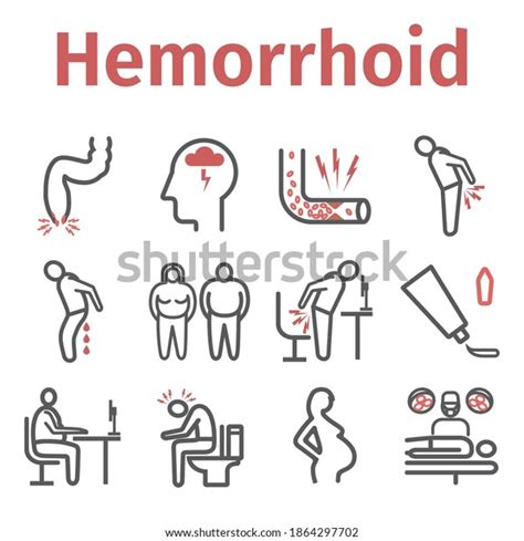 Hemorrhoids Line Icon Infographics Vector Signs Stock Vector Royalty Free
