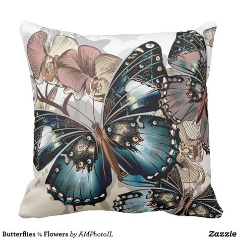 Butterflies Flowers Throw Pillow Zazzle Com In Throw Pillows