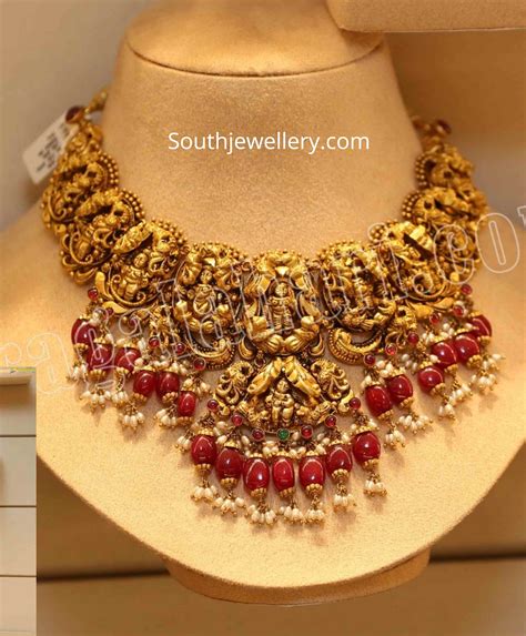 Antique Gold Temple Jewelry Necklace Indian Jewellery Designs