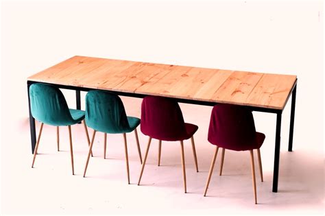 The braccio dining chair is uv protected with a steel enforced polypropylene with solid beech wood legs. Raw wood black metal frame dining table w Jewel colour ...