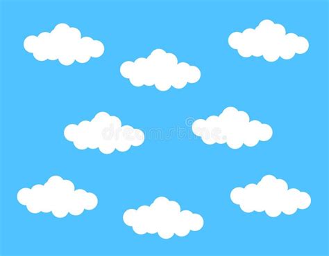 Nubes De Dibujos Animados Aisladas En El Cielo Azul Paisaje Nublado En Azul Cielo Blanco