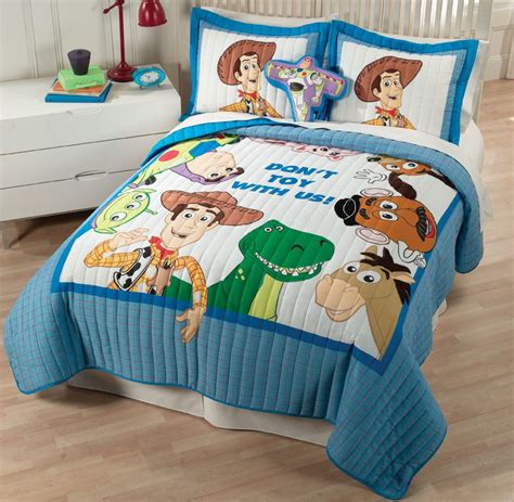 Disney Toy Story Woody Hamm Buzz Blue 4pc Twin Quilt Bedding Set
