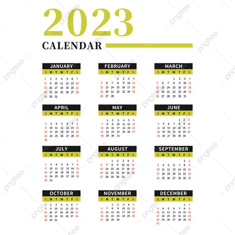 2023 Calendar Planner Vector Hd Png Images 2023 Yellow Black Calendar
