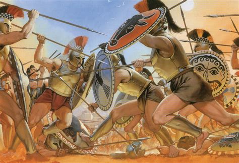 Illustration From Ancient Armies Warring Hoplites Greece 7th Cenury