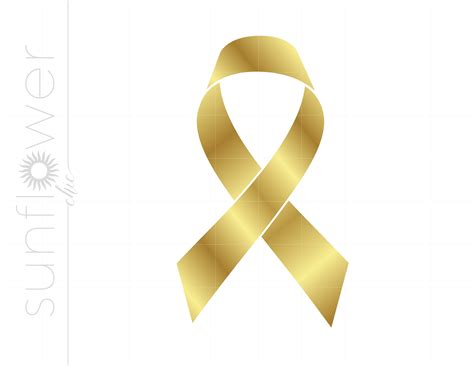 Gold Cancer Ribbon Svg Clipart Gold Cancer Ribbon Silhouette Etsy