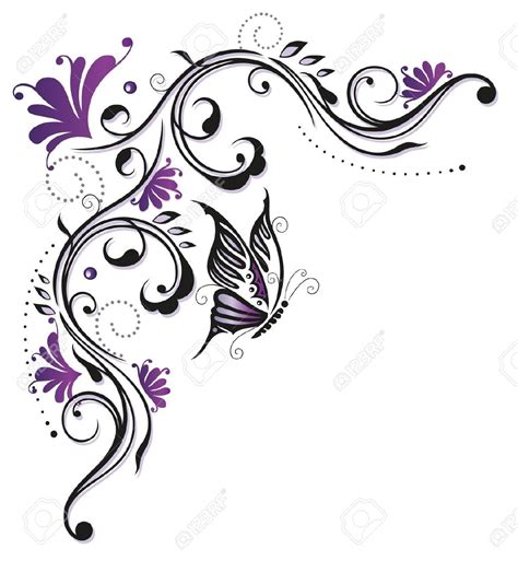 Download butterfly scroll art | Floral art, Butterflies vector, Art