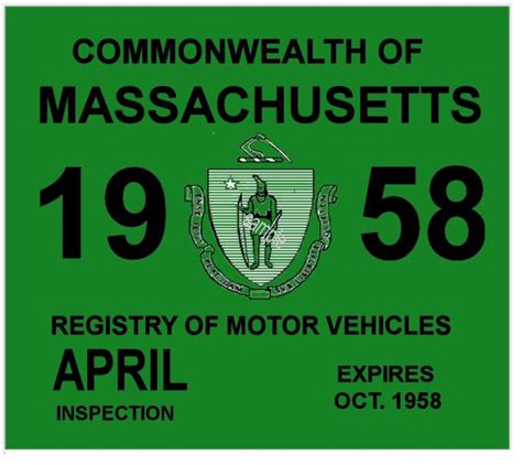 1958 Massachusetts Spring Inspection Sticker Bob Hoyts Classic