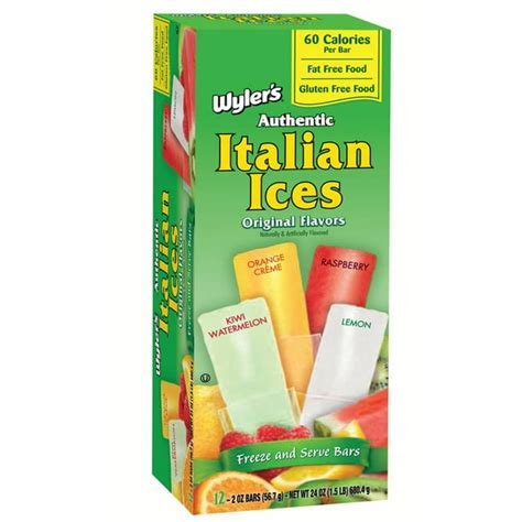 Wylers Italian Ice Original Freezer Pops 2 Oz 12 Count