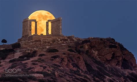 Nature Landscape Moon Moonlight Super Blood Moon Night Greece