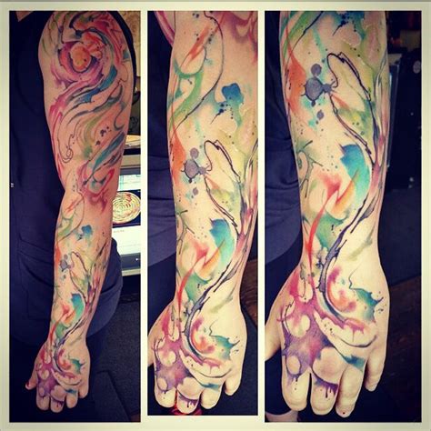 Full Sleeve Abstract Watercolour Tattoo