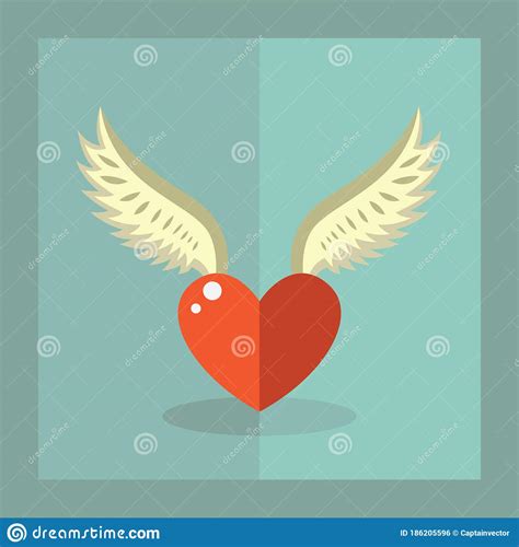 Heart With Wings Vector Illustration Decorative Design Stock Vector