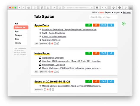 Tab Space Tab Saver And Bookmark Manager For Safari