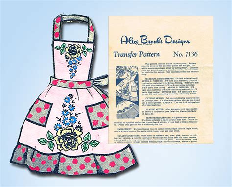 Alice Brooks 7136 1940s Uncut Misses Embroidered Apron Vintage Sewing