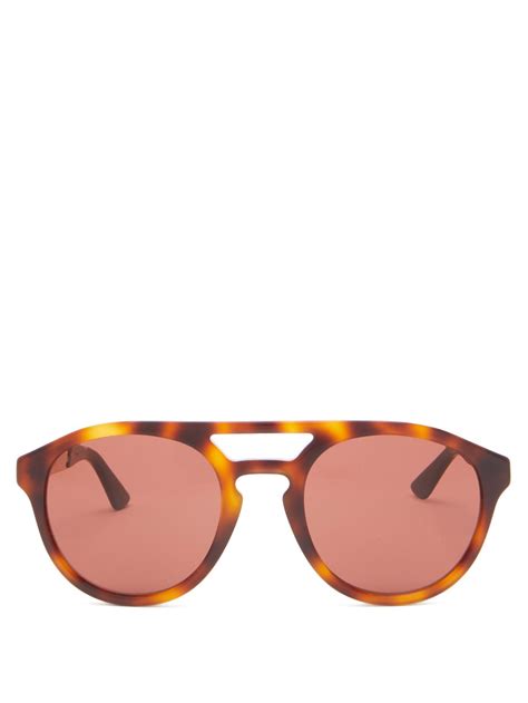 Brown Aviator Tortoiseshell Acetate And Metal Sunglasses Gucci