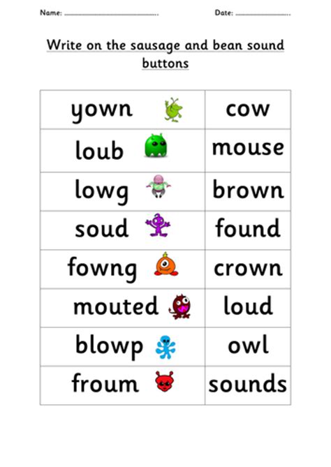 Phonics /ow/ /ou/ family real and alien words | Teaching Resources