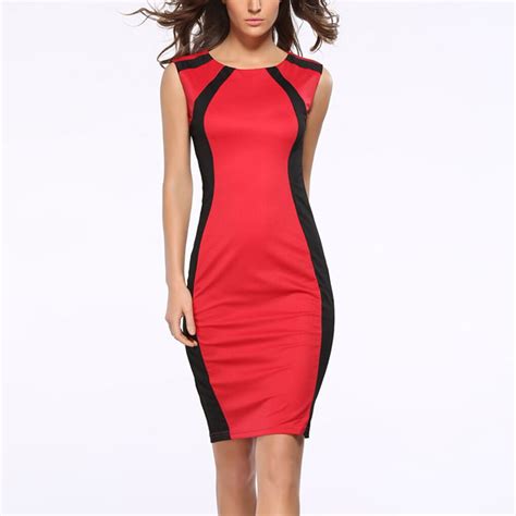 Womens Dress Sleeveless Splicing Color Sexy Slim Fit Pencil Dresses Summer Dress Hq Newfitted