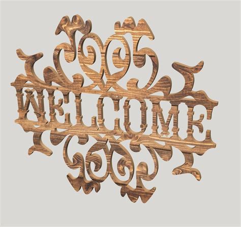Welcome Svg File For Cricut Laser Cutting Files Diy Wood Etsy