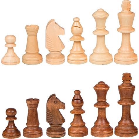 Wood Weighted Chess Pieces Pieces Only No Board 35 Inch King