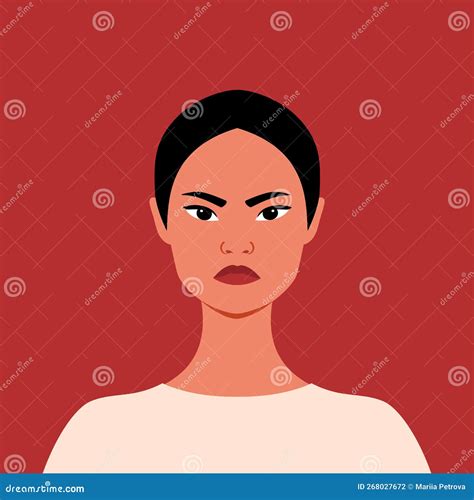 Portrait Of An Angry Asian Woman Grumpy Girl Feeling Anger Stock
