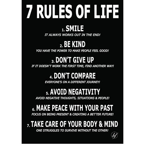 Buy 7 Rules Of Life Motivational Poster Printed On Premium Cardstock