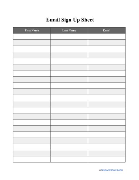 Email Sign Up Sheet Template Fill Out Sign Online And Download Pdf
